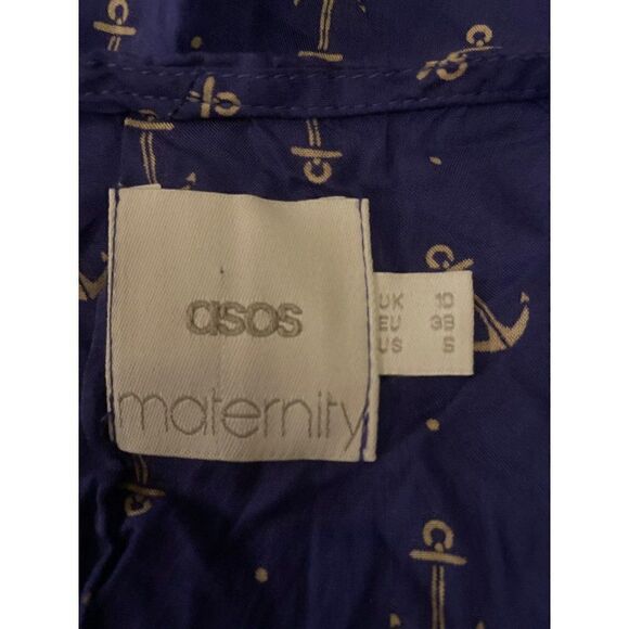ASOS, women's maternity blue anchor patterned racerback tank top size 6 - Picture 5 of 8